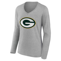 NFL Green Bay Packers Women's Team Authentic Personalized Name & Number Long Sleeve V-Neck T-Shirt