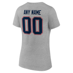 NFL New England Patriots Women's Team Authentic Personalized Name & Number V-Neck T-Shirt