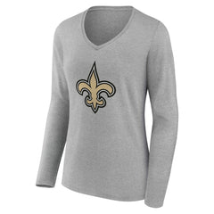 NFL New Orleans Saints Women's Team Authentic Personalized Name & Number Long Sleeve V-Neck T-Shirt
