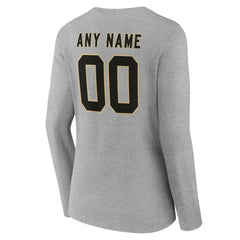 NFL New Orleans Saints Women's Team Authentic Personalized Name & Number Long Sleeve V-Neck T-Shirt