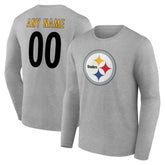 NFL Pittsburgh Steelers Team Authentic Personalized Name & Number Long Sleeve T-Shirt