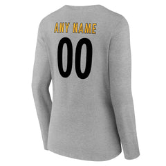 NFL Pittsburgh Steelers Women's Team Authentic Personalized Name & Number Long Sleeve V-Neck T-Shirt