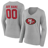 NFL San Francisco 49ers Women's Team Authentic Personalized Name & Number Long Sleeve V-Neck T-Shirt