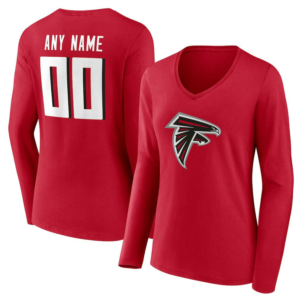 NFL Atlanta Falcons Women's Team Authentic Personalized Name & Number Long Sleeve V-Neck T-Shirt