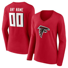 NFL Atlanta Falcons Women's Team Authentic Personalized Name & Number Long Sleeve V-Neck T-Shirt