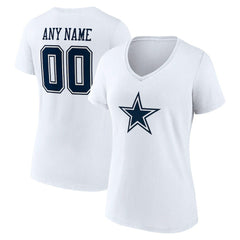 NFL Dallas Cowboys Women's Team Authentic Personalized Name & Number V-Neck T-Shirt
