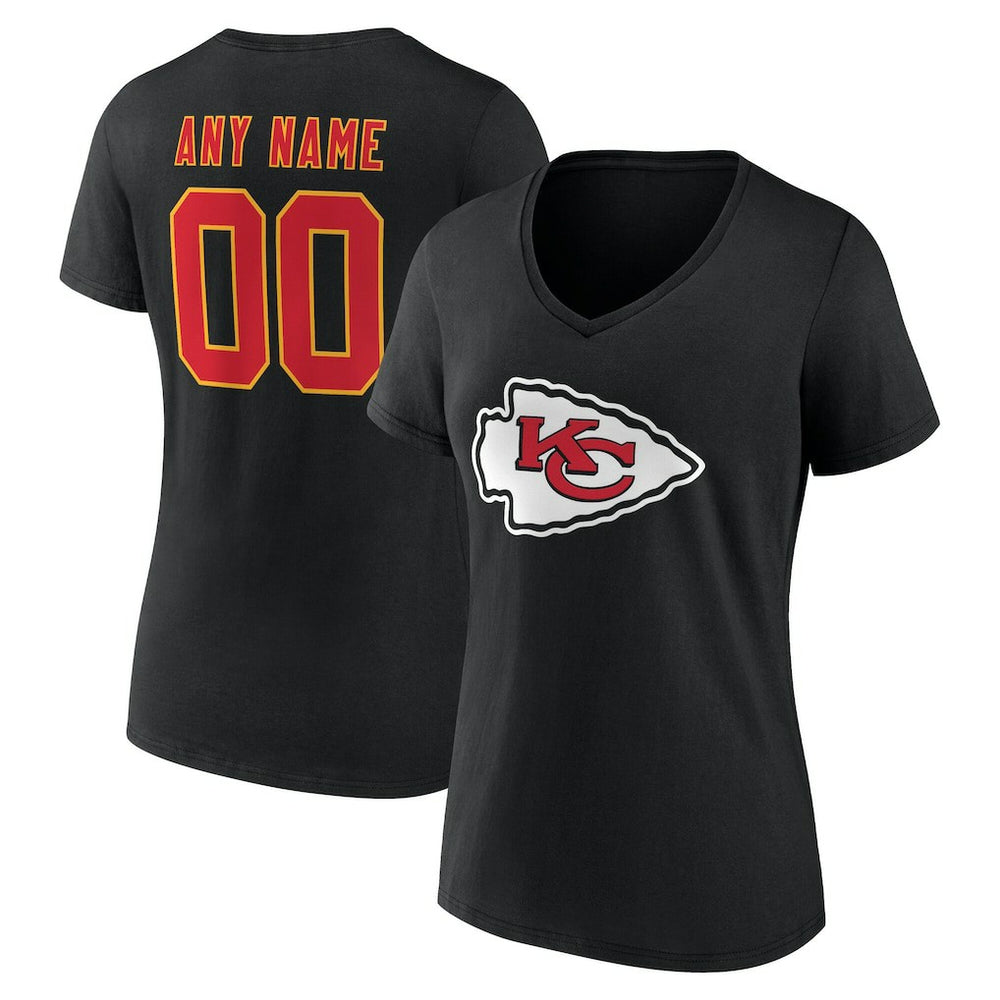 NFL Kansas City Chiefs Women's Team Authentic Personalized Name & Number V-Neck T-Shirt