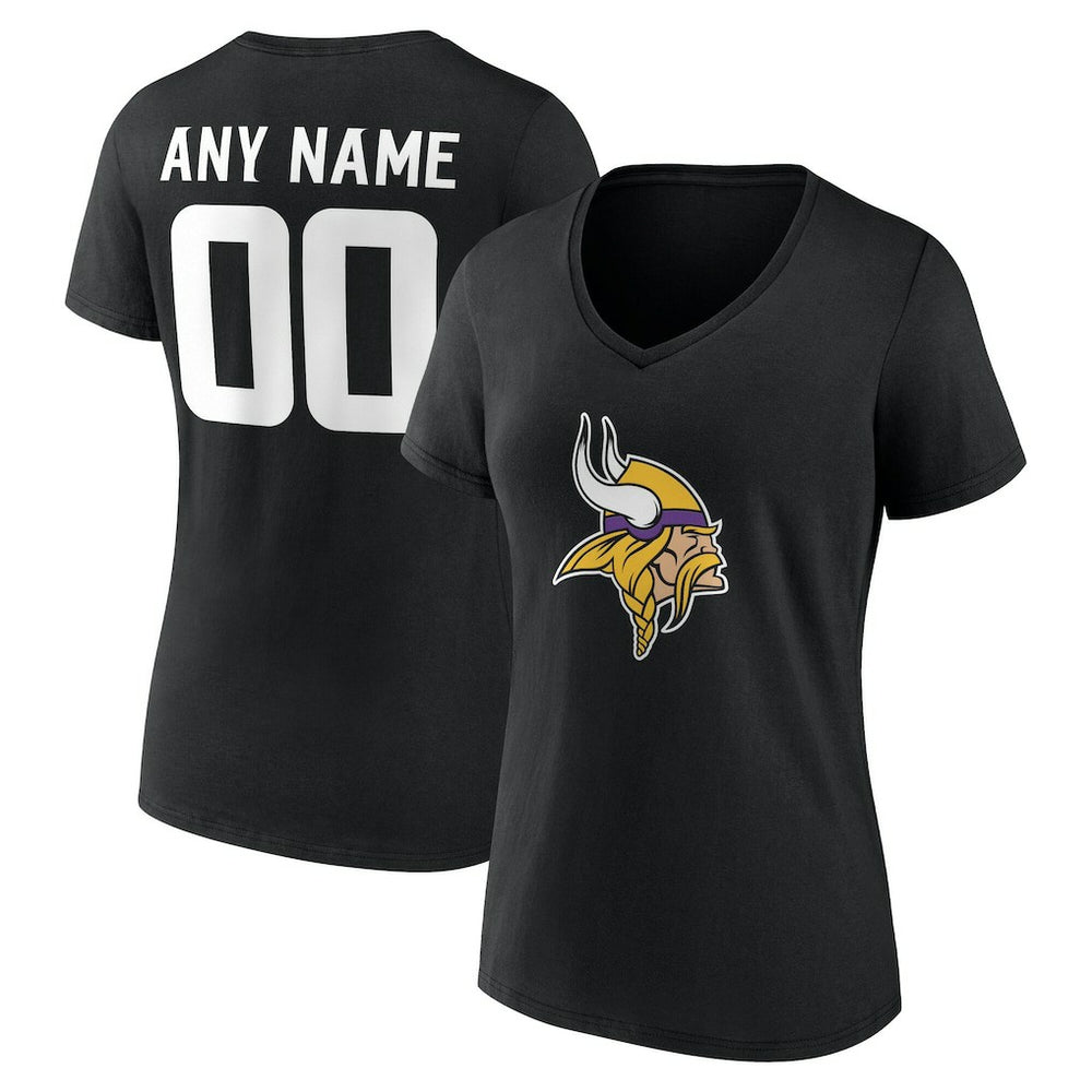 NFL Minnesota Vikings Women's Team Authentic Personalized Name & Number V-Neck T-Shirt