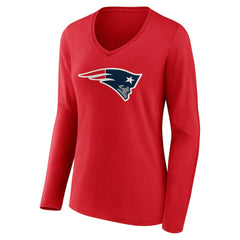 NFL New England Patriots Women's Team Authentic Personalized Name & Number Long Sleeve V-Neck T-Shirt