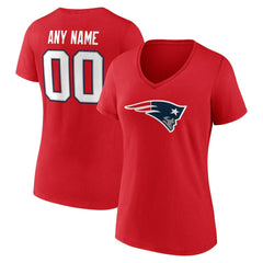 NFL New England Patriots Women's Team Authentic Personalized Name & Number V-Neck T-Shirt