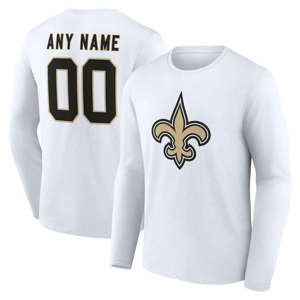 NFL New Orleans Saints Team Authentic Personalized Name & Number Long Sleeve T-Shirt