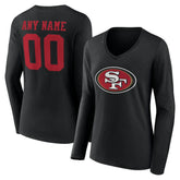 NFL San Francisco 49ers Women's Team Authentic Personalized Name & Number Long Sleeve V-Neck T-Shirt