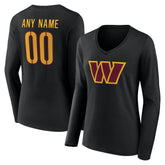 NFL Washington Commanders Women's Team Authentic Personalized Name & Number Long Sleeve V-Neck T-Shirt