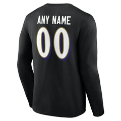 NFL Baltimore Ravens Team Authentic Personalized Name & Number Long Sleeve T-Shirt
