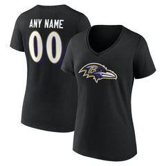 NFL Baltimore Ravens Women's Team Authentic Personalized Name & Number V-Neck T-Shirt