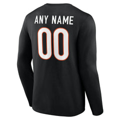 NFL Cincinnati Bengals Team Authentic Personalized Name & Number Long Sleeve T-Shirt