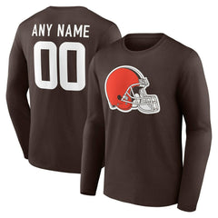 NFL Cleveland Browns Team Authentic Personalized Name & Number Long Sleeve T-Shirt