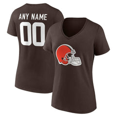 NFL Cleveland Browns Women's Team Authentic Personalized Name & Number V-Neck T-Shirt