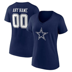 NFL Dallas Cowboys Women's Team Authentic Personalized Name & Number V-Neck T-Shirt