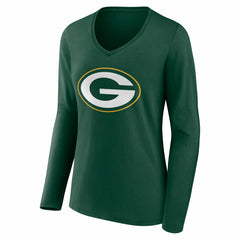 NFL Green Bay Packers Women's Team Authentic Personalized Name & Number Long Sleeve V-Neck T-Shirt