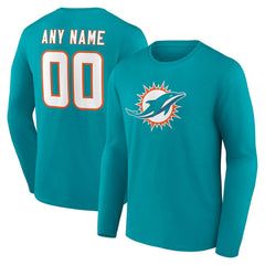 NFL Miami Dolphins Team Authentic Personalized Name & Number Long Sleeve T-Shirt