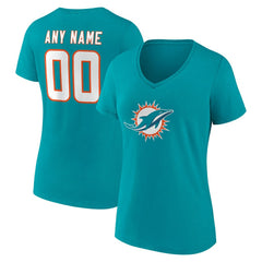 NFL Miami Dolphins Women's Team Authentic Personalized Name & Number V-Neck T-Shirt