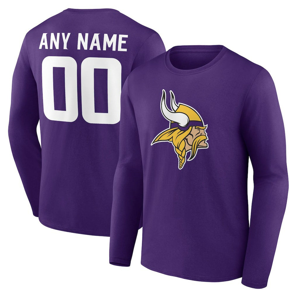 NFL Minnesota Vikings Team Authentic Personalized Name & Number Long Sleeve T-Shirt