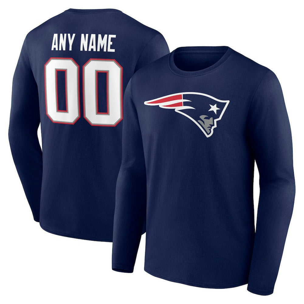 NFL New England Patriots Team Authentic Personalized Name & Number Long Sleeve T-Shirt