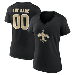 NFL New Orleans Saints Women's Team Authentic Personalized Name & Number V-Neck T-Shirt