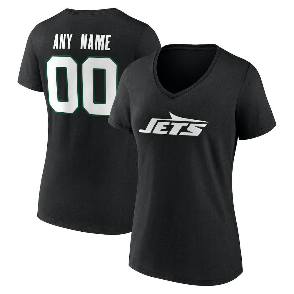 NFL New York Jets Women's Team Authentic Personalized Name & Number V-Neck T-Shirt