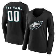 NFL Philadelphia Eagles Women's Team Authentic Personalized Name & Number Long Sleeve V-Neck T-Shirt