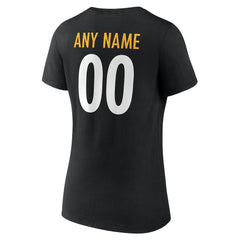 NFL Pittsburgh Steelers Women's Team Authentic Personalized Name & Number V-Neck T-Shirt