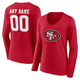 NFL San Francisco 49ers Women's Team Authentic Personalized Name & Number Long Sleeve V-Neck T-Shirt