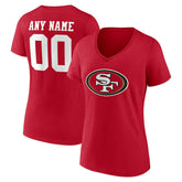 NFL San Francisco 49ers Women's Team Authentic Personalized Name & Number V-Neck T-Shirt