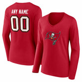 NFL Tampa Bay Buccaneers Women's Team Authentic Personalized Name & Number Long Sleeve V-Neck T-Shirt
