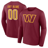 NFL Washington Commanders Team Authentic Personalized Name & Number Long Sleeve T-Shirt
