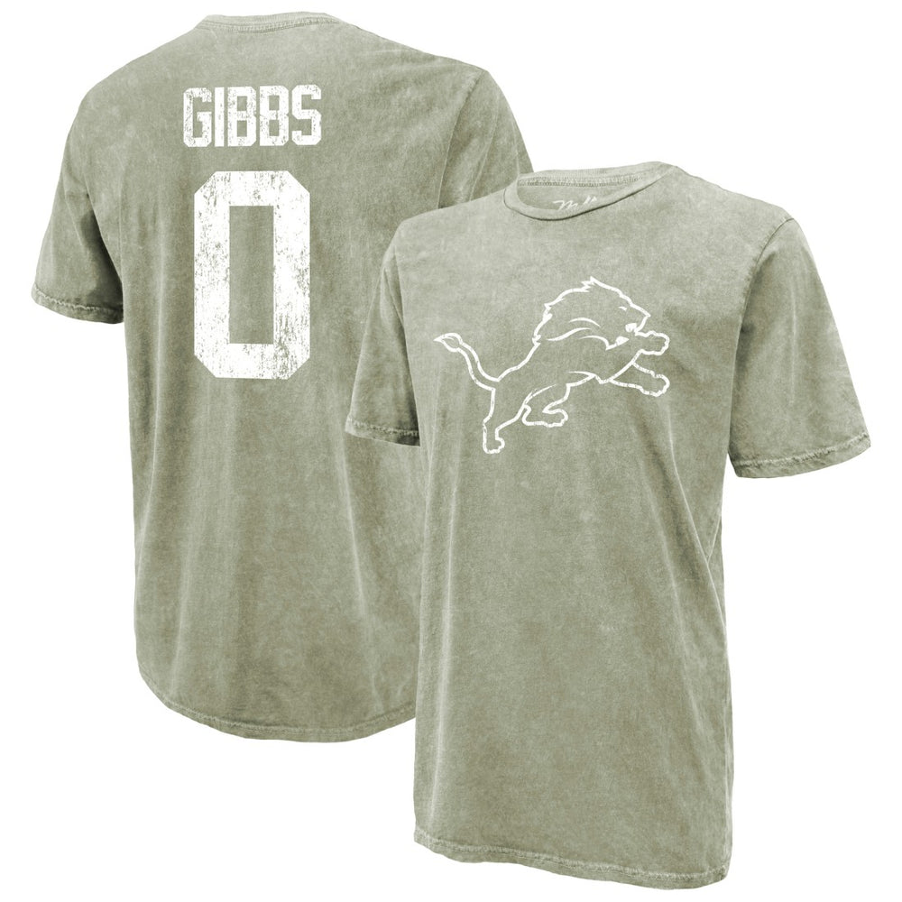 NFL Detroit Lions Jahmyr Gibbs Majestic Threads Mineral Wash Name & Number T-Shirt