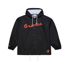 Baltimore Orioles Full-Snap Hooded Coaches Jacket - Black | Mitchell & Ness