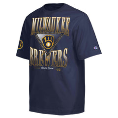 Milwaukee Brewers Champion Traditions Two Locations T-Shirt - Navy