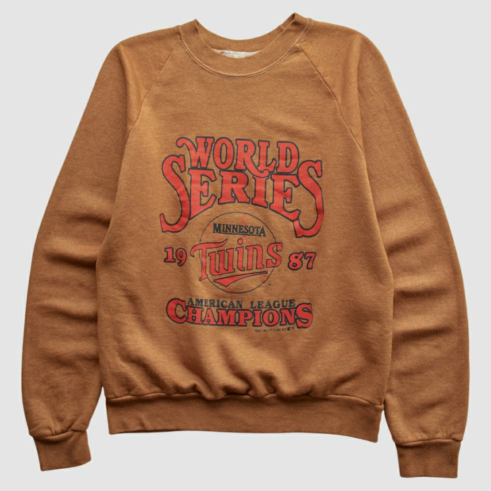 Minnesota Twins Fun Fleece 1987 Pullover Sweatshirt - Brown Vintage