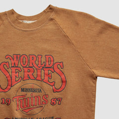 Minnesota Twins Fun Fleece 1987 Pullover Sweatshirt - Brown Vintage