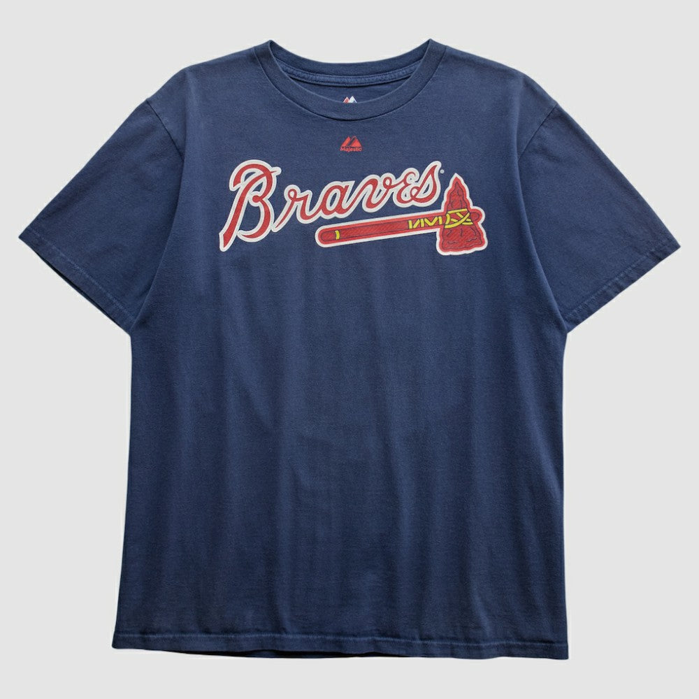Atlanta Braves Majestic 2000s T-shirt - Navy Vintage