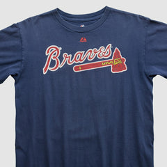 Atlanta Braves Majestic 2000s T-shirt - Navy Vintage