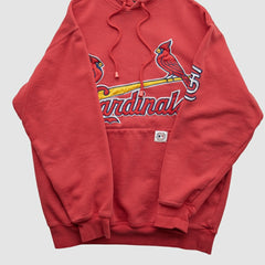 St. Louis Cardinals Stitches 2000s Hooded Pullover Sweatshirt - Red Vintage