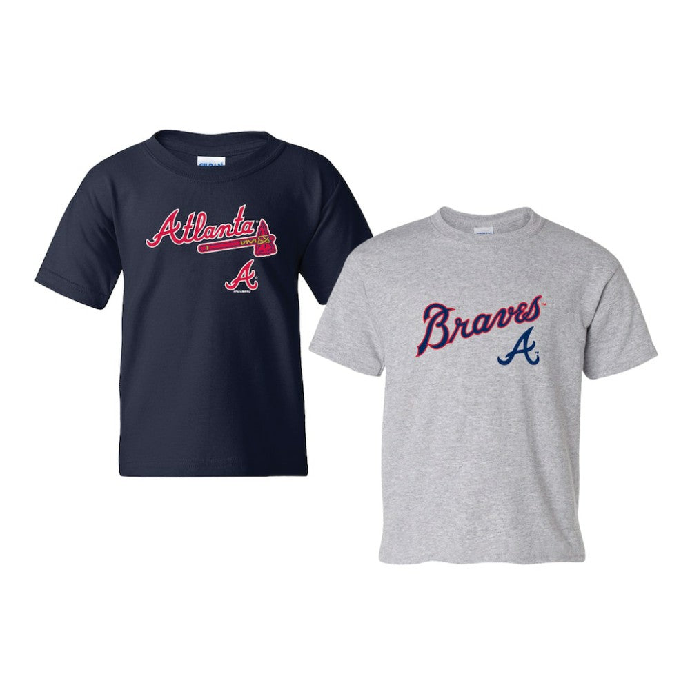 Atlanta Braves Soft as a Grape Youth 2-Pack Logo T-Shirt Set - Navy/Gray