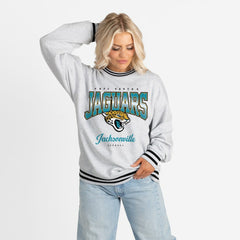 NFL Jacksonville Jaguars Gameday Couture Women's Oversized Gridiron Drive Ringer Stripe Sweatshirt