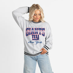 NFL New York Giants Gameday Couture Women's Oversized Gridiron Drive Ringer Stripe Sweatshirt