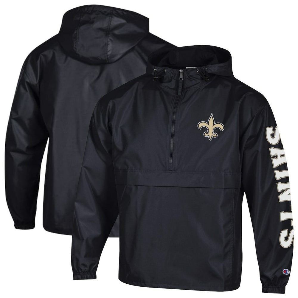 NFL New Orleans Saints Packable Windbreaker Half-Zip Jacket