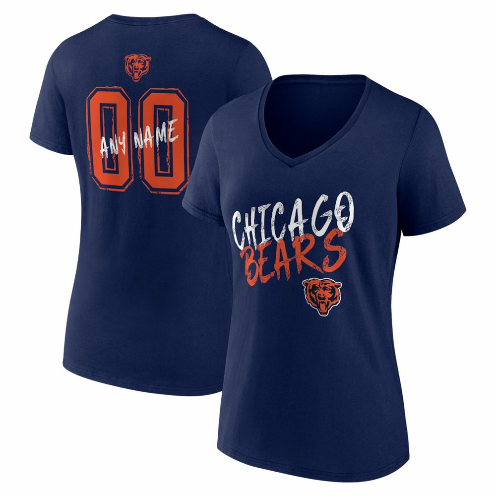 NFL Chicago Bears Women's Hustle Personalized Name & Number V-Neck T-Shirt