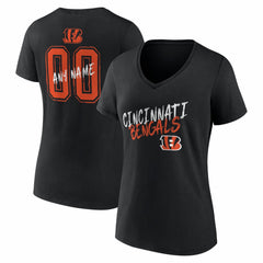 NFL Cincinnati Bengals Women's Hustle Personalized Name & Number V-Neck T-Shirt